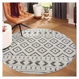 Carpet City Teppich »LOUNGE 9999«, rund, Kurzflor-Teppich Modern, 3D-Effekt für Wohnzimmer, Schlafzimmer, grau