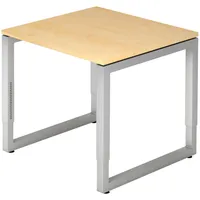Bümö Schreibtisch Ahorn, Silber, Nachbildung,Ahorn, Quadratisch, 80x74x80 cm, FSC