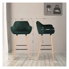 CLP 2er Set Barhocker Grant Samt grün