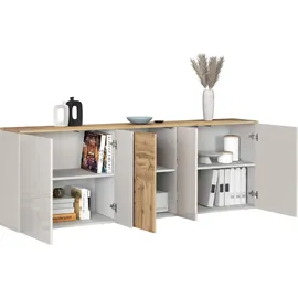 OTTO home ISEO 200 x 70 x 35 cm Weiß hochglanz / Eiche Wotan matt