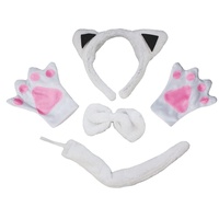 Petitebelle Stirnband Bowtie Schwanz Handschuhe 4pc Kostüm Einheitsgröße Weiße Katze