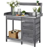 Yaheetech Pflanztisch mit verzinkter Arbeitsplatte grau