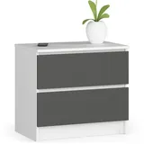 milord furniture Kommode K60 mit 2 Schubladen 60 x 55 x 40 cm Weiß/Grau