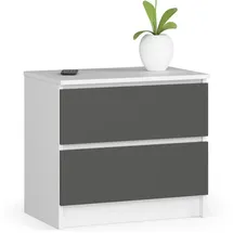 milord furniture Kommode K60 mit 2 Schubladen 60 x 55 x 40 cm Weiß/Grau