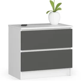 milord furniture Kommode K60 mit 2 Schubladen 60 x 55 x 40 cm Weiß/Grau
