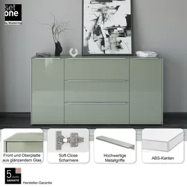 Set One by Musterring Sideboard Reno 182 x 94 x 42 cm Olivgrün matt lack / Olivgrün glanz