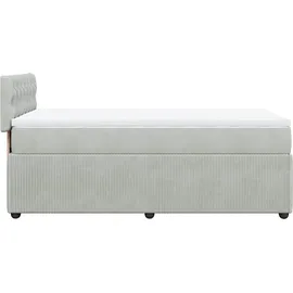 vidaXL Boxspringbett mit Matratze Hellgrau 90x200 cm Samt