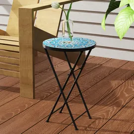 Outsunny Beistelltisch Ø 35,5 x 55 cm Blau