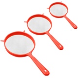 Set mit 3 Mehrzweck-Kunststoffsieben mit, Sieb, Maschensieb, Mehl, Küche Filter Teich Set (Red, One Size)