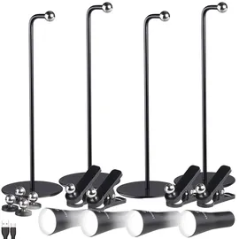 Lunartec 4er-Set 4in1-Akku-Tisch-, Wand: Klemm- & Taschenlampe, 3 Modi,schwarz