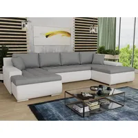 Sofnet Wohnlandschaft mit Schlaffunktion Faris U-Form - Couch, Schlafsofa mit Bettkasten, Couchgranitur mit Bettfunktion, Big Sofa, Bettsofa (Weiß + Grau... - Weiß/Grau