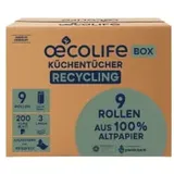 Fripa oceolife Küchenrolle, Reycling, 3-lagig, lichtgrau 3299001  , 1 Karton = 9 Rollen à 200 Blatt