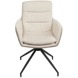 Mendler 6er-Set Esszimmerstuhl HWC-K32, Küchenstuhl Lehnstuhl Stuhl, drehbar Auto-Position, Stoff MVG ~ creme-beige