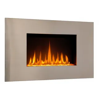 CHEMIN'ARTE Elektrokamin mit heizung - Edelstahl Wandkamin - LED Kamin- Wandmontage Fernbedienung - Heizung 2000W