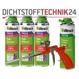 illbruck Set 3x FM220 Montageschaum Pistolenschaum á 500ml/Reiniger/Pistole