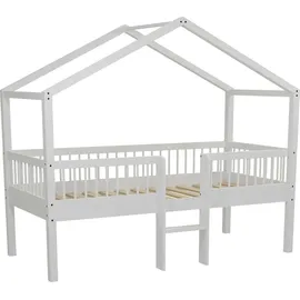 Vipack Hausbett Forrest 90 x 200 cm Buche massiv lackiert weiß