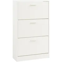 [en.casa] Schuhschrank Sykkylven 103x60x24 cm mit 3 Klappen Weiß
