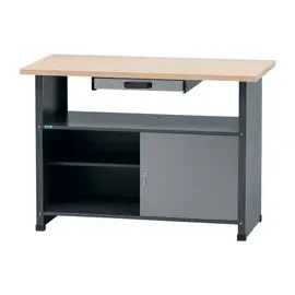 KÜPPER Werkbank Holz/Stahlblech 120 cm Silber 1 Schublade 1 offenes Fach