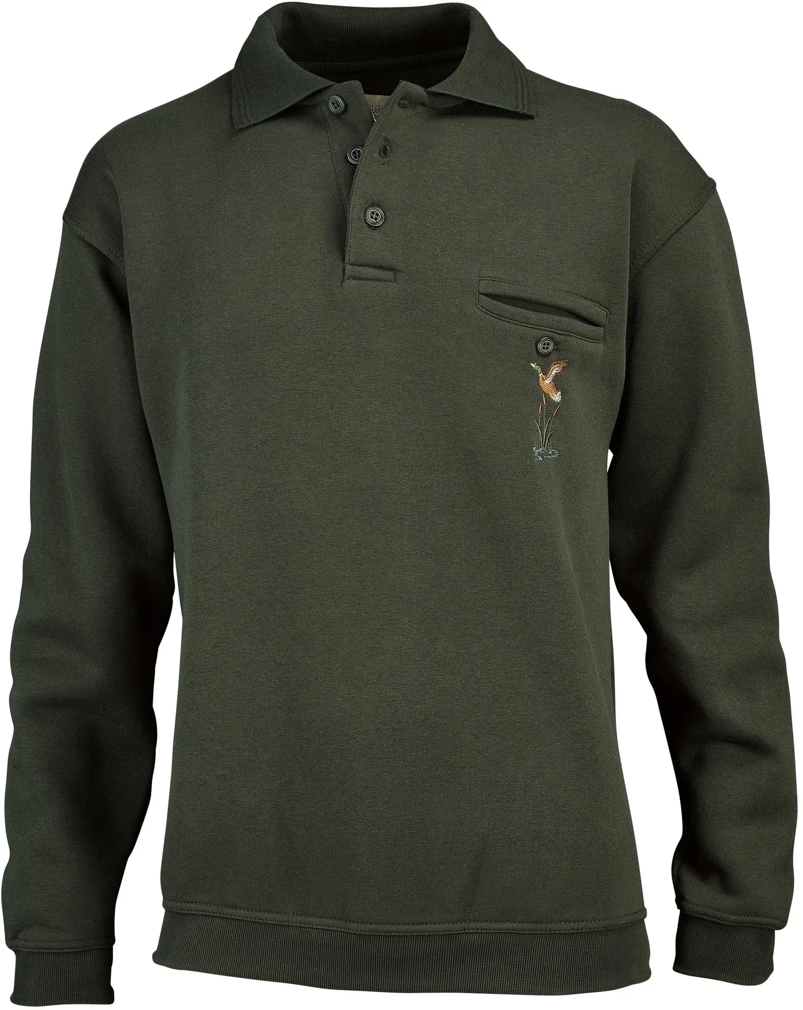 Hubertus Herren-Sweatshirt mit Polokragen, oliv, 4XL