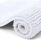 Homaxy Chenille Badezimmerteppich rutschfeste Badematte Waschbar Badteppich Weich Badvorleger Saugfähige Duschvorleger für Badezimmer - 40x120 cm, Weiß