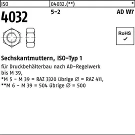 Bufab Sechskantmutter ISO 4032 M16 5-2 AD W7 100 Stück