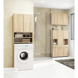 abamihome Waschmaschinenumbauschrank 64 x 30 x 180 cm Braun