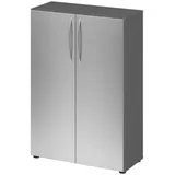 bümö Aktenschrank, Graphit, Silber, Nachbildung, 2 Fächer, Rechteckig, 80x114.4x35 cm, FSC Mix, Arbeitszimmer, Aktenschränke