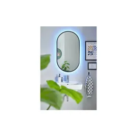 Spiegel mit LED oval Obersee , verspiegelt , Metall,Glas , Maße (cm): B: 50 H: 91 T: 5.0