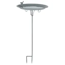 Esschert Design Vogeltränke auf Stab Grau - Metall