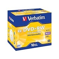 Verbatim DVD+RW 4X 4,7GB Scratch Resistant Surface Jewel Case 10er Pack DVD-Rohlinge