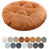 Lsjoaw Sitzkissen Rund 75cm Dicke 15cm 1 Stück Bodenkissen Rund Sitzpolster Stuhlauflage Sitzpolster Stuhlkissen Polster Auflage für Wohnzimmer Büro Konferenzraum Cordstoff (Orange)
