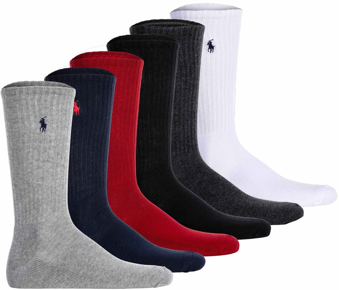 POLO RALPH LAUREN Herren Socken, 6er Pack - COTTN CREW-6-PACK, Logo, One Size Mehrfarbig 40-46