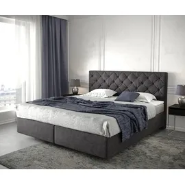 DeLife Boxspringbett Dream-Great 180x200 cm Schwarz mit Matratze und Topper - Schwarz