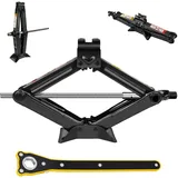 Scherenwagenheber, 2T/2000kg Universelle Wagenheber Kit mit Geschwindigkeitsgriff für Autos rostdicht, Schwere Autojack Bodenliber 110-390mm Hubjack, Jacks für Reifenreparaturen (Mühelose Version)