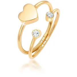 Elli Ring 925 Sterling Silber Herz, Ring Set in Gold | Gr.: 52