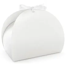 Partydeco Kuchentransportbox, Papier, Tortenschachtel mit Schleife 16x14x9cm für Torten Kuchen 10er Set Weiß weiß
