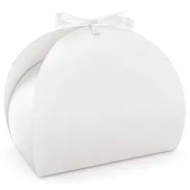 Partydeco Kuchentransportbox, Papier, Tortenschachtel mit Schleife 16x14x9cm für Torten Kuchen 10er Set Weiß weiß