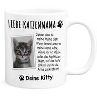 Tasse Katze Katzenmama Geschenk personalisiert mit Foto Katzentasse für Katzenbesitzer & Katzenliebhaber Fototasse Kaffeetasse aus Keramik 330 ml
