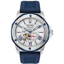 Mechanische Uhr BULOVA "98A225", blau, Armbanduhren, Herren, Armbanduhr, Herrenuhr, Automatik, Silikonarmband