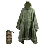 Nomadnia Übergröße Regenponcho mit Kapuze und reflektierenden Streifen, großer und hoher Regenponcho, ideal als Regenponcho für Erwachsene, Dunkelgrün, XL/3XL - XL-3XL