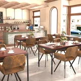 FurnitureR Cafeteriatische in Braun, Schulkantinentisch für 4 bis 6 Personen, Dicke Holzplatte mit Metallstruktur, für Mahlzeiten und Meetings, 150 x 75 x 75 cm