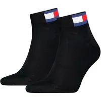Tommy Hilfiger TH UNI TJ QUARTER 2P FLAG Sneakersocken Schwarz 39-42
