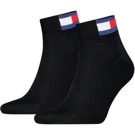 Tommy Hilfiger TH UNI TJ QUARTER 2P FLAG Sneakersocken Schwarz 39-42