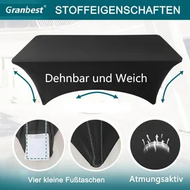 luxuskollektion Granbest 2er Pack Schwarze 6FT Fitted Spandex Tischdecke für