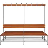 Lüllmann Umkleidebank 806140, Sitzfläche Holz, 120 cm, mit Hakenleiste und Schuhrost, buche / lichtgrau, doppelt
