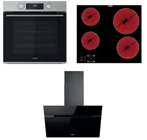 Whirlpool Backofen OMK58CU1SX + Cerankochfeld AKT8090NE + Dunstabzugshaube WHVP62FLTSK SETWH20
