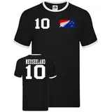 Blondie & Brownie T-Shirt Herren Neuseeland New Zealand Sport Trikot Fußball Weltmeister WM Mit Kontrastnaht schwarz 2XL