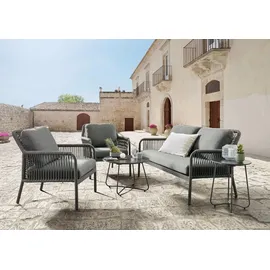 Destiny GENUA 1xSofa, 2xSessel, 2xTisch Ø60x40cm & Ø40x50cm, anthrazit