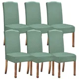 KELUINA Stretch Wasserabweisende Twill Jacquard Esszimmer Stuhlhussen Home Decor, Stuhlhussen für Esszimmerstühle Restaurant Hotel Zeremonie (Matcha Grün,6 Stück)