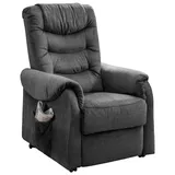 Livetastic Fernsehsessel Nino Velours 78 x 107 x 93 cm Dunkelgrau mit Relaxfunktion